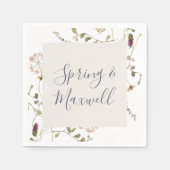 Serviette En Papier Fleur sauvage de printemps | Napkins Mariage blanc (Devant)