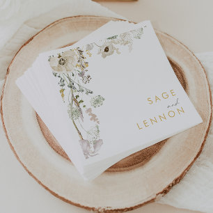 Serviette En Papier Fleur sauvage de Whimsical Mariage de prairie serv