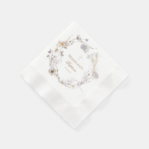 Serviette En Papier fleur sauvage délicat couronne Baptême Papier Napk