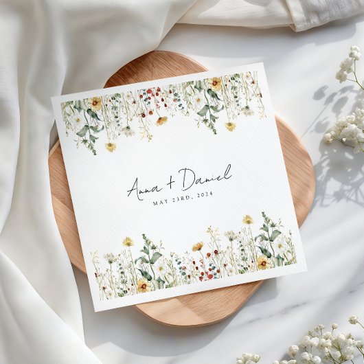 Serviette En Papier Fleur sauvage d'été Mariage de terrain