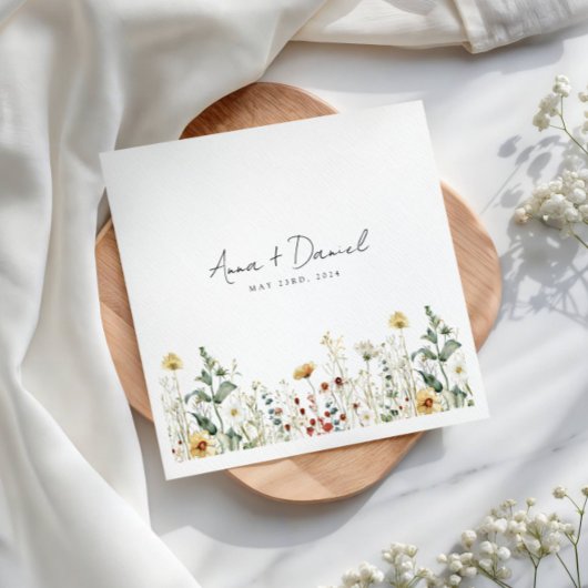 Serviette En Papier Fleur sauvage d'été Mariage de terrain