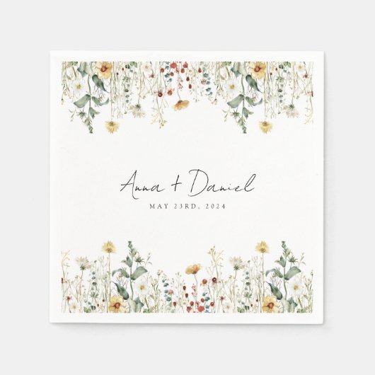 Serviette En Papier Fleur sauvage d'été Mariage de terrain (Devant)