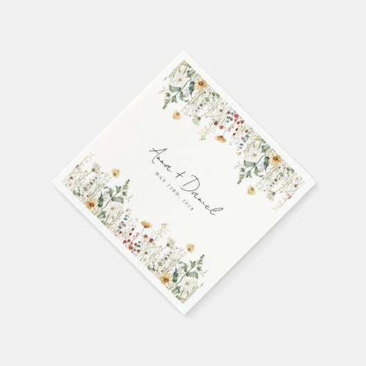 Serviette En Papier Fleur sauvage d'été Mariage de terrain (Coin)