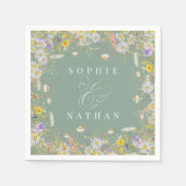 Serviette En Papier Fleur sauvage d'été Sage Green Boho Napkins (Devant)