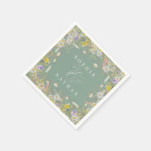 Serviette En Papier Fleur sauvage d'été Sage Green Boho Napkins (Coin)