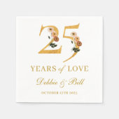 Serviette En Papier fleur sauvage du 25e anniversaire 40 ans d'amour (Devant)
