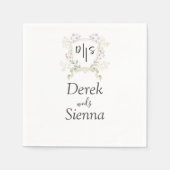 Serviette En Papier Fleur sauvage Dusky Monogram Crest Mariage (Devant)