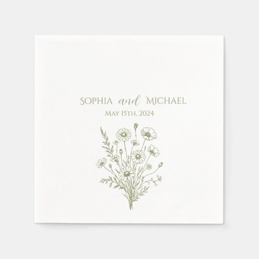 Serviette En Papier Fleur sauvage Elegance-Mariage-serviettes (Devant)
