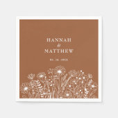 Serviette En Papier Fleur sauvage Élégant Burnt Orange Mariage de auto (Devant)