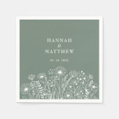 Serviette En Papier Fleur sauvage Elegant Sage Green Mariage (Devant)