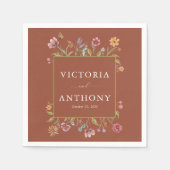 Serviette En Papier Fleur sauvage en terre cuite Mariage (Devant)