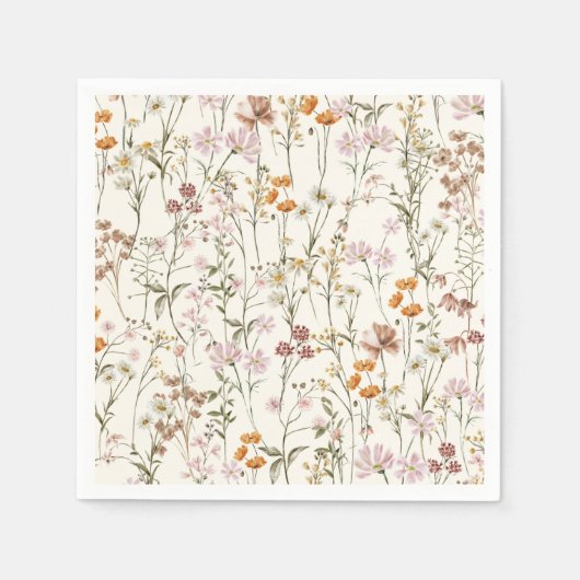 Serviette En Papier Fleur sauvage en terre cuite Mariage Boho dans le (Devant)
