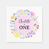 Serviette En Papier Fleur sauvage est la première fille d'anniversaire (Devant)