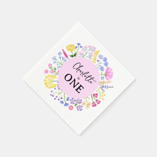 Serviette En Papier Fleur sauvage est la première fille d'anniversaire (Coin)