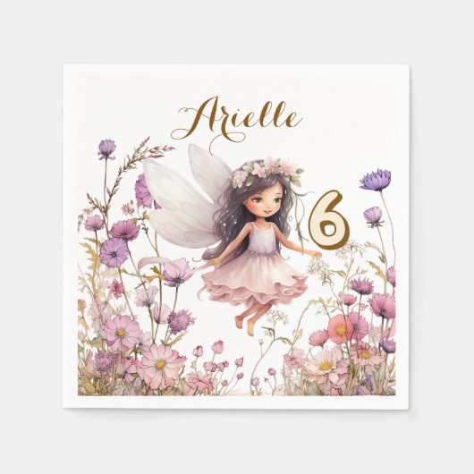 Serviette En Papier Fleur sauvage fée lavender pixie anniversaire (Devant)