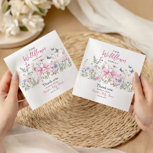 Serviette En Papier Fleur Sauvage Fille Fleurale Rose Bébé Naissance