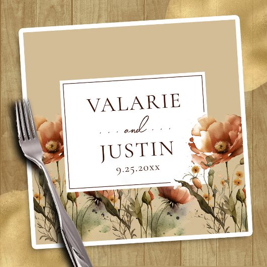 Serviette En Papier Fleur sauvage Floral Mariage Napkins automne