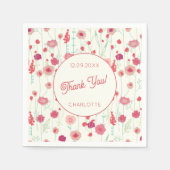 Serviette En Papier Fleur sauvage Floral Merci Nom Date (Devant)