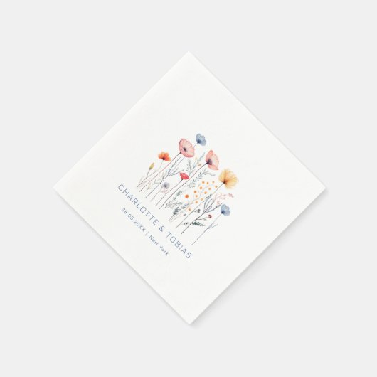 Serviette En Papier Fleur sauvage frais | Mariage blanc (Coin)