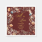 Serviette En Papier Fleur sauvage Gold 'Fall in Love' Mariage élégant (Devant)
