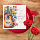 Serviette En Papier Fleur sauvage guitare Ampersand Mariage musical