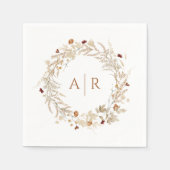 Serviette En Papier Fleur sauvage Initiales Mariage Monogramme (Devant)