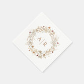 Serviette En Papier Fleur sauvage Initiales Mariage Monogramme (Coin)