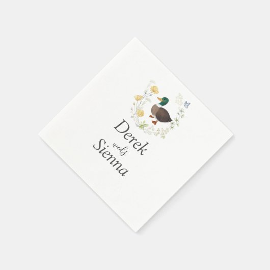 Serviette En Papier Fleur sauvage Mallard Duck Mariage (Coin)