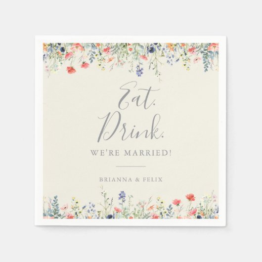 Serviette En Papier Fleur sauvage Mange Boire Nous sommes mariés Maria (Devant)