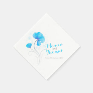 Serviette En Papier fleur sauvage mariage art bleu papier serviette