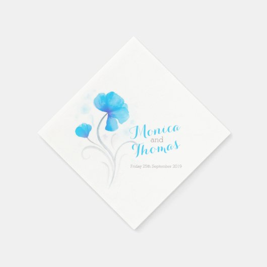 Serviette En Papier fleur sauvage mariage art bleu papier serviette (Coin)