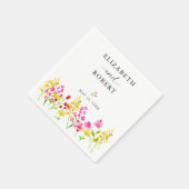 Serviette En Papier Fleur sauvage Mariage Floral Script Élégant printe (Coin)