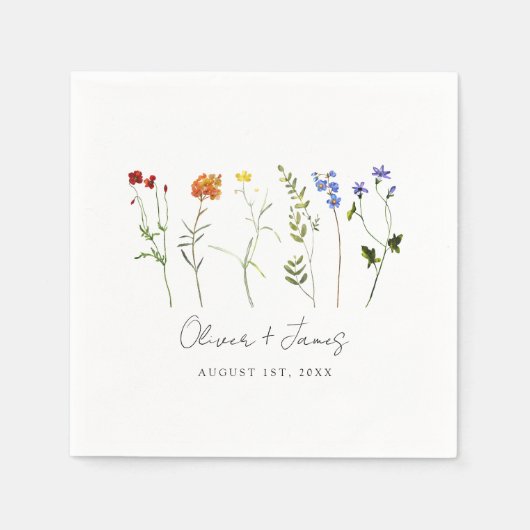 Serviette En Papier Fleur sauvage minimal LGBTQ Gay pride Floral Maria (Devant)