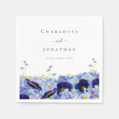 Serviette En Papier Fleur sauvage moderne Blue Floral Mariage (Devant)