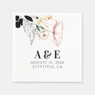 Serviette En Papier Fleur sauvage Moderne Boho Black Accents