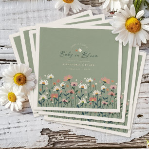 Serviette En Papier Fleur sauvage moderne Boho Sage Baby dans douche f