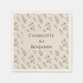 Serviette En Papier Fleur sauvage moderne Mariage beige (Devant)