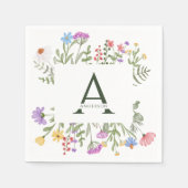 Serviette En Papier Fleur sauvage moderne Russe Mariage Monogramme (Devant)