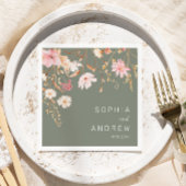 Serviette En Papier Fleur sauvage moderne | Sage Green Garden Wedding