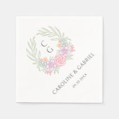 Serviette En Papier Fleur sauvage Monogram Crest Mariage (Devant)