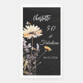 Serviette En Papier Fleur sauvage noir 50 fabuleux anniversaire (Devant)