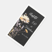 Serviette En Papier Fleur sauvage noir 50 fabuleux anniversaire (Coin)
