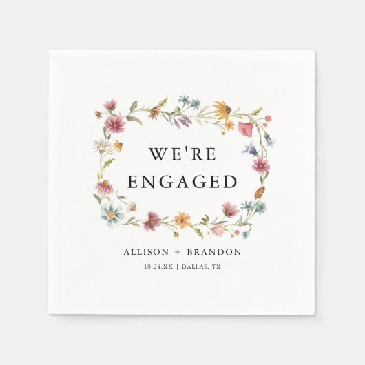 Serviette En Papier Fleur sauvage Nous sommes engagés Engagement Party (Devant)