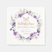 Serviette En Papier Fleur sauvage papillon violet embrasse baby shower (Devant)