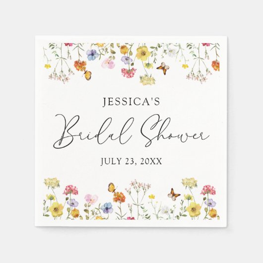 Serviette En Papier Fleur sauvage Papillons Fête des mariées Boho (Devant)