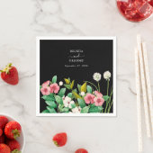Serviette En Papier Fleur sauvage Périwinkle Aquarelle Mariage noir (En situation)