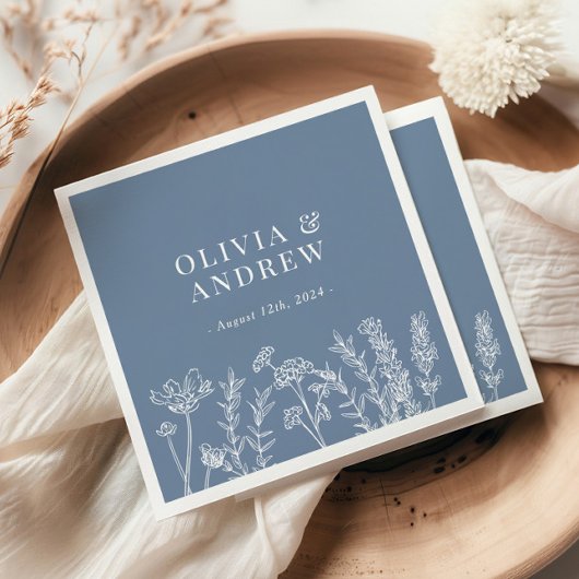 Serviette En Papier Fleur sauvage Périwinkle Mariage serviettes