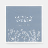 Serviette En Papier Fleur sauvage Périwinkle Mariage serviettes (Devant)