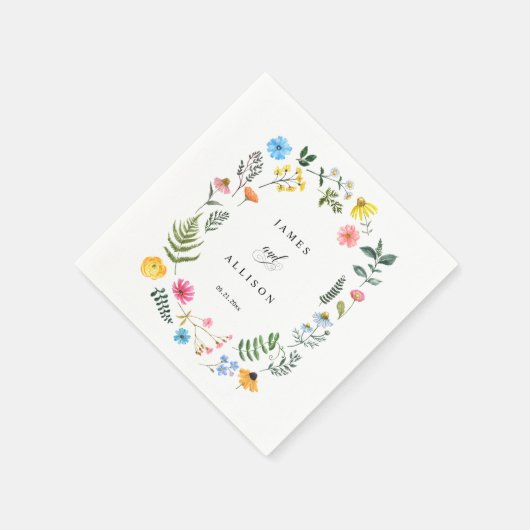 Serviette En Papier Fleur sauvage personnalisé Mariage botanique de co (Coin)
