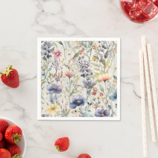 Serviette En Papier Fleur sauvage pour imprimer des serviettes (En situation)